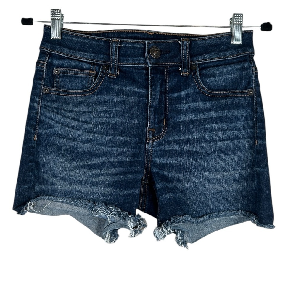 American Eagle Next Level Stretch Dark Wash Cut Off Summer Jean Shorts Size 4